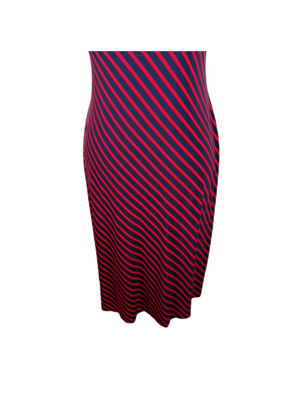 Ralph Lauren Stripe Halter Dress Navy Red Gold Chain Preppy Cocktail Maxi Size 6 - Picture 6 of 9